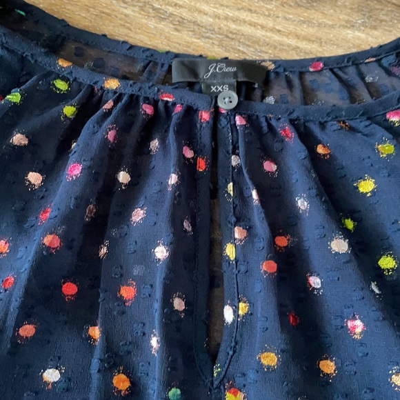 J Crew Pullover Blouse in Rainbow Clip Dot Chiffon - Picture 6 of 13